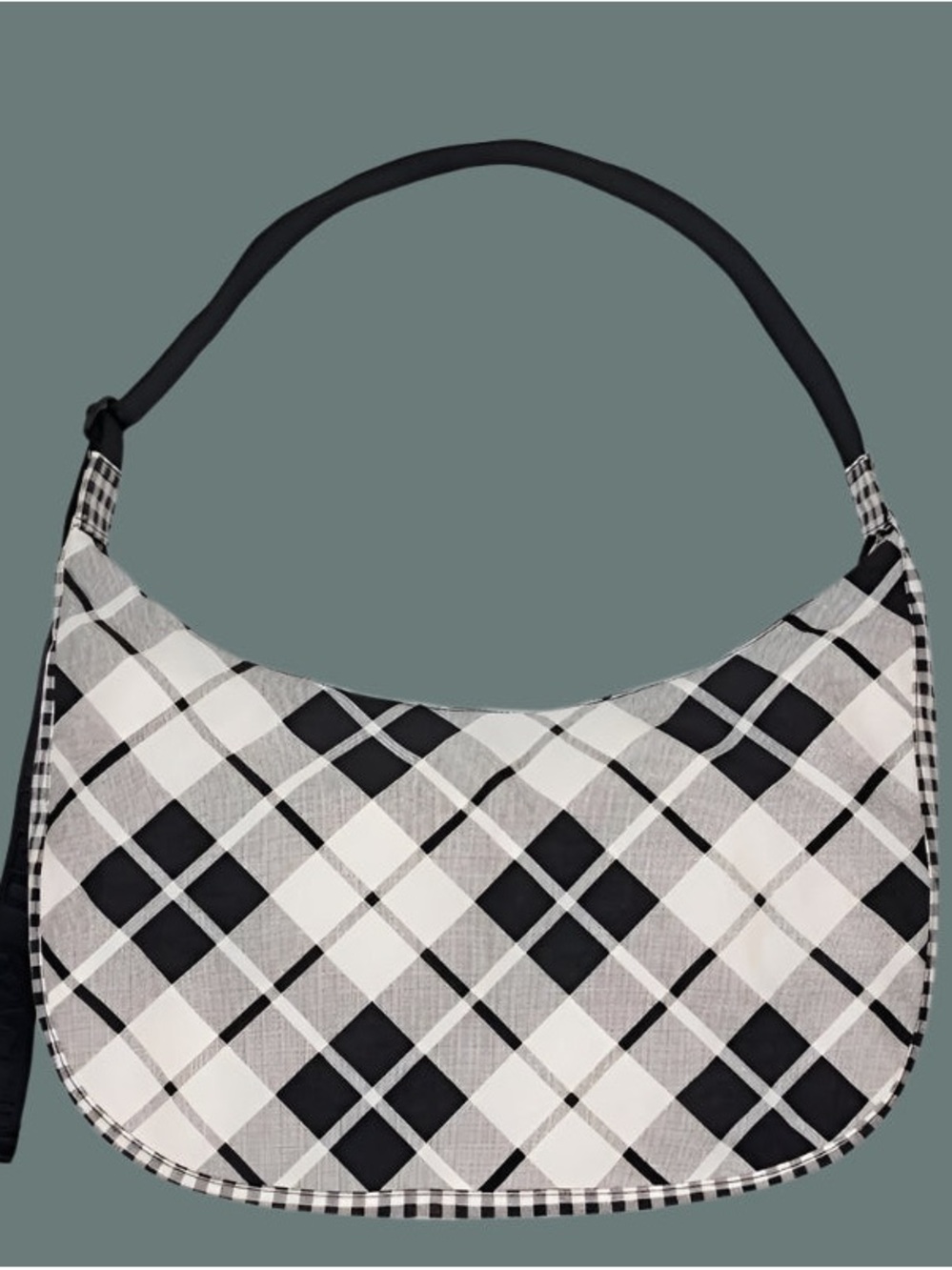 BAGGU Large Nylon Crescent Bag - Mixed Plaid